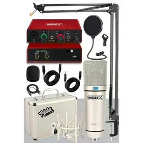 Behringer Midex CX1-C Mikrofon GLX-500 Ses Kartı + Stand Pop Filtre Set