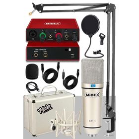 Behringer Midex CX1-C Mikrofon GLX-500 Ses Kartı + Stand Pop Filtre Set