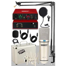 Behringer Midex CX1-C Mikrofon GLX-500 Ses Kartı + Stand Pop Filtre Set
