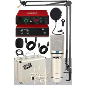 Behringer Midex CX1-C Mikrofon GLX-500 Ses Kartı + Stand Pop Filtre Set
