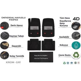 Beka Hyundai Getz HB 2006 4D Havuzlu Yeni Nesil Universal Krom Gri Paspas
