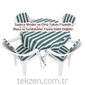 Belde Delüks (4+1) Yeşil Beyaz Midiset Minder Ve Örtü Takımı