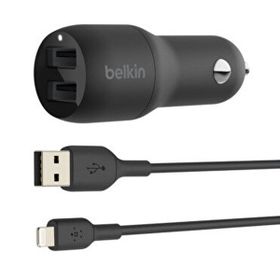 Belkin 24 W Hızlı Araç Şarj Cihazı 2 Port USB Siyah+Type-C Kablo