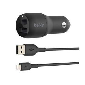 Belkin 24W Hızlı Araç Şarj Cihazı 2 Port USB Siyah+Apple Lightning Kablo