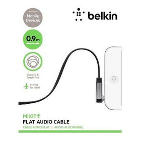 Belkin AV10128CW03-BLK Siyah 0.9 m Flat Aux Kablo