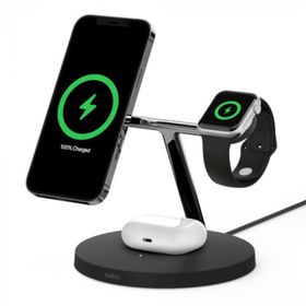 Belkin BoostCharge Pro 3'ü 1 arada MagSafe Siyah Stand Kablosuz Hızlı Şarj Cihazı