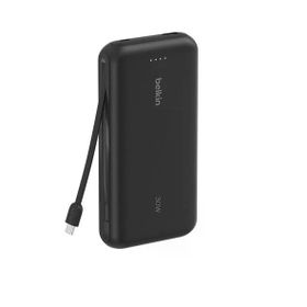 Belkin BPB024 BoostCharge 20.000 mAh 30W Entegre USB-C Kablolu Siyah Powerbank