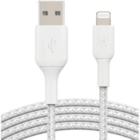 Belkin iOS Uyumlu 2 mt Beyaz Örgülü Lightning Hızlı Şarj ve Data Kablosu