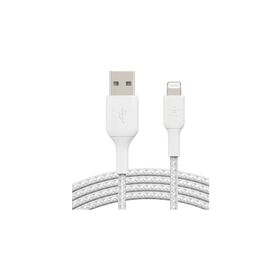 Belkin iOS Uyumlu 2 mt Beyaz Örgülü Lightning Hızlı Şarj ve Data Kablosu