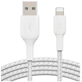 Belkin iOS Uyumlu 2 mt Beyaz Örgülü Lightning Hızlı Şarj ve Data Kablosu