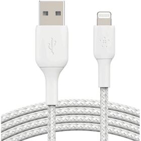 Belkin iOS Uyumlu 2 mt Beyaz Örgülü Lightning Hızlı Şarj ve Data Kablosu