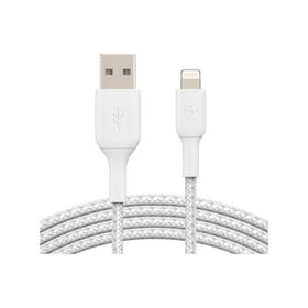 Belkin iOS Uyumlu 2 mt Beyaz Örgülü Lightning Hızlı Şarj ve Data Kablosu