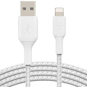 Belkin Örgülü Apple Lightning 1 m Beyaz Hızlı Şarj ve Data Kablosu