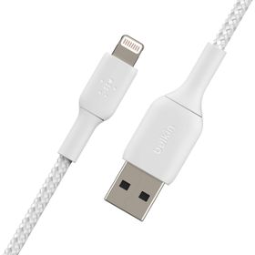 Belkin Örgülü Apple Lightning 1 m Beyaz Hızlı Şarj ve Data Kablosu
