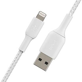 Belkin Örgülü Apple Lightning 1 m Beyaz Hızlı Şarj ve Data Kablosu