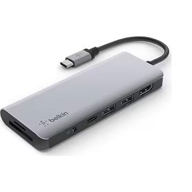 Belkin Usb-C Dördü Bir Arada Gri Çoklayıcı Adaptör