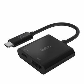 Belkin USB-C-HDMI Adaptörü Şarj Cihazı AVC002btBK 4K UHD Videoyu Bağlı Cihazlar İçin 60 W’a Kadar Doğrudan İletim Gücünü Destekler Macbook Pro HDMI Adaptörü