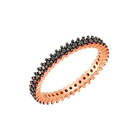 Bella Gloria GA00080 Siyah Taşlı Roz Gümüş Tamtur Yüzük