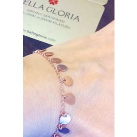Bella Gloria GB00345 Yuvarlak Pullu Rose Gümüş Bileklik