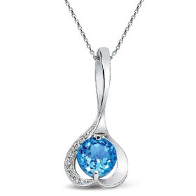Bella Gloria GK00119 Altın Kaplamalı Pırlanta Mavi Topaz Birtanem Burç Kolyesi