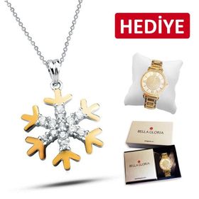 Bella Gloria GK00426 İki Renk Kartanesi Gümüş Kolye