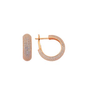 Bella Gloria GP00149 Mikro Taşlı Halka Rose Gümüş Küpe