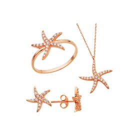 Bella Gloria GP00155 İki Taşlı Sallantılı Rose Gümüş Küpe