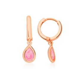 Bella Gloria GP00215 Pembe Damla Taşlı Rose Gümüş Küpe