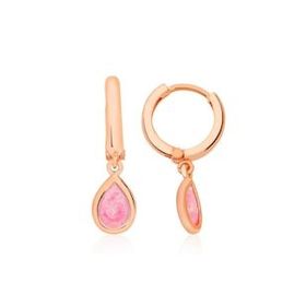 Bella Gloria GP00215 Pembe Damla Taşlı Rose Gümüş Küpe