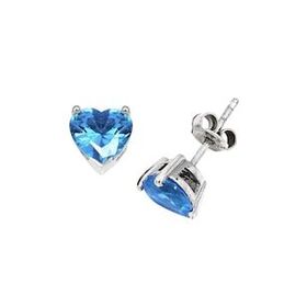 Bella Gloria GPE0004 Altın Kaplamalı Mavi Topaz Gümüş Kalp Küpe
