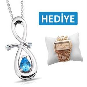 Bella Gloria GPK0035 Damla Mavi Topaz Pırlanta Kolye