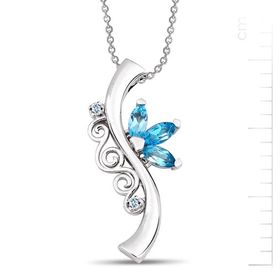 Bella Gloria GPK0040 Pırlanta Yolculuk Mavi Topaz Kolye