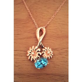 Bella Gloria GPK0045 Çiçekli Mavi Topaz Pırlanta Kolye