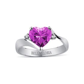 Bella Gloria GPY0010 Altın Kaplamalı Pırlanta Ametist Aşk Yüzüğü