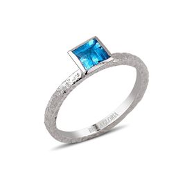 Bella Gloria GPY0013 Kare Mavi Topaz Gümüş Yüzük