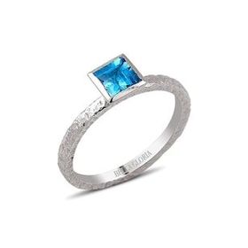 Bella Gloria GPY0013 Kare Mavi Topaz Gümüş Yüzük