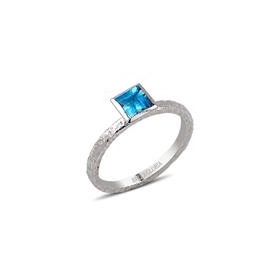 Bella Gloria GPY0013 Kare Mavi Topaz Gümüş Yüzük