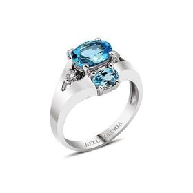 Bella Gloria GPY0025 Altın Kaplamalı Mavi Topaz Tektaş Pırlanta Yüzük