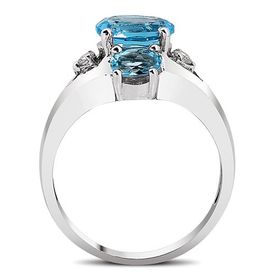 Bella Gloria GPY0025 Altın Kaplamalı Mavi Topaz Tektaş Pırlanta Yüzük