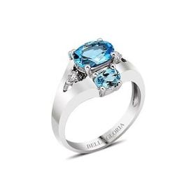 Bella Gloria GPY0025 Altın Kaplamalı Mavi Topaz Tektaş Pırlanta Yüzük