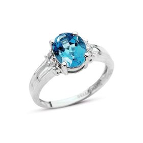 Bella Gloria GPY0041 Altın Kaplamalı Mavi Topaz Tektaş Pırlanta Yüzük