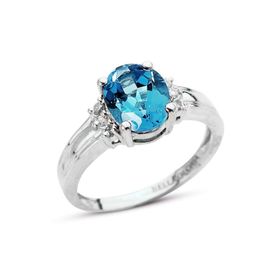 Bella Gloria GPY0041 Altın Kaplamalı Mavi Topaz Tektaş Pırlanta Yüzük