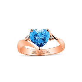 Bella Gloria GPY0042 Mavi Topaz Roz Aşk Yüzüğü