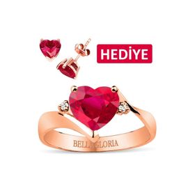 Bella Gloria GPY0044 Kırmızı Kuartz Roz Aşk Yüzüğü