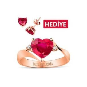 Bella Gloria GPY0044 Kırmızı Kuartz Roz Aşk Yüzüğü
