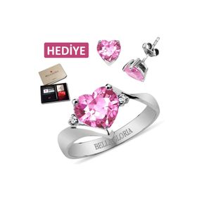 Bella Gloria GPY0056 Pembe Kuvars Pırlanta Aşk Yüzüğü
