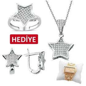 Bella Gloria GT00195 Gümüş Mikro Taşlı Yıldız Takım