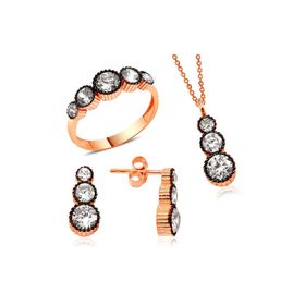 Bella Gloria GT00228 Gümüş Rose Sırataşlı Elmas Modeli Takım