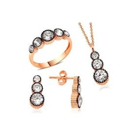 Bella Gloria GT00228 Gümüş Rose Sırataşlı Elmas Modeli Takım