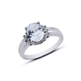 Bella Gloria GY00295 Oval Tektaş Gümüş Yüzük